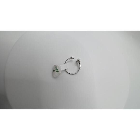 Silver Open Band Ring with Clear Gemstones Size 8 - Picture 3 of 7